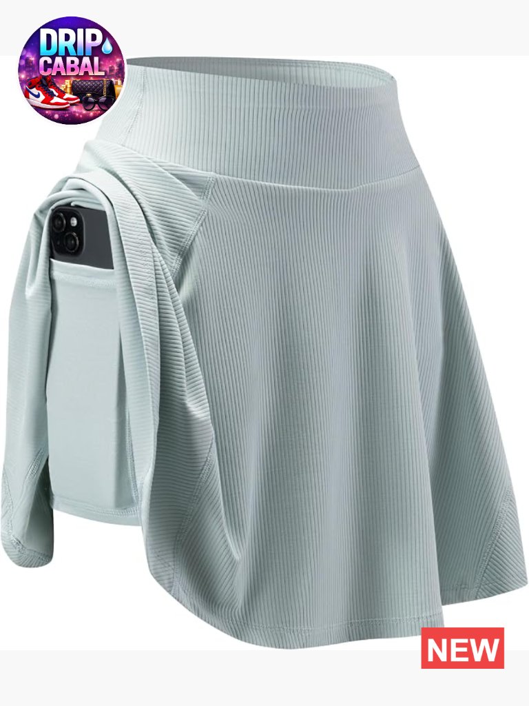 High Waist Workout Skort With Built-In Shorts & Pocket, Quick Dry